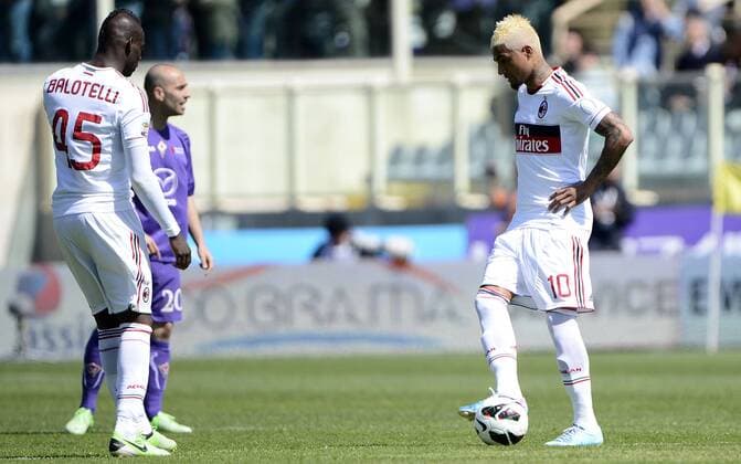 Firenze 07 04 2013 - campionato di calcio serie A AC Florenz, ACF Fiorentina - AC Mailand; Mario Balotelli - Kevin Prince Boateng 