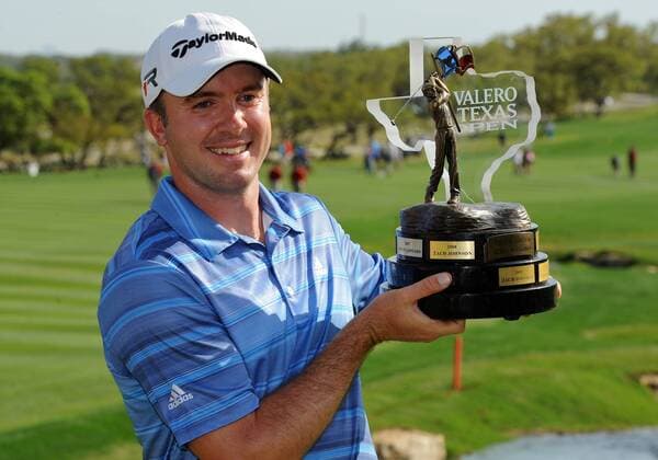April 07 2013: Martin Laird holds the tournament champion trophy after winning the PGA Golf Herren Tour Texas Open at the TPC San Antonio in San Antonio Texas. Laird would shoot a -9 on the final day to win the tournament. GOLF: APR 07 PGA Golf Herren - Valero Texas Open - Final Round Icon276130407257 EDITORIAL USE ONLY