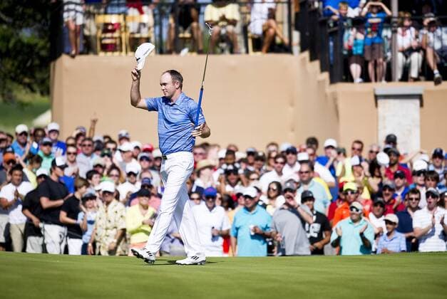 April 7, 2013 - San Antonio, Texas, United States of America - April 07, 2013: Martin Laird celebrates at the 18th hole taking the final round at the Valero Texas Open held at the AT&T Oaks Course at TPC San Antonio, Texas. PGA Golf Herren 2013: Valero Texas Open APR 07 - ZUMAc04