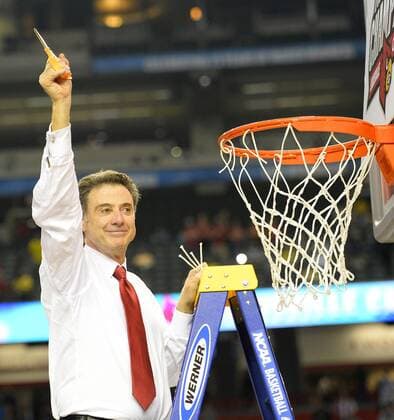April 8, 2013 - Atlanta, GA, USA - Louisville head coach Rick Pitino cuts the net after Louisville defeated Michigan, 82-76, in the NCAA College League USA Men s Basketball Championship at the Georgia Dome in Atlanta, Georgia, Monday, April 8, 2013. Final Four - ZUMAm67