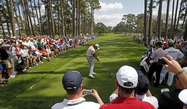 April 9, 2013 - Augusta, GA, USA - Adam Scott hits his tee shot on the 17th hole during a practice round ahead of The Masters at Augusta National Golf Club in Augusta, Georgia, on Tuesday, April, 9, 2013. The Masters - ZUMAm67