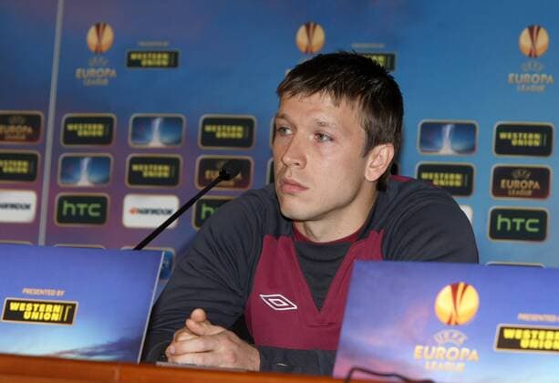 Russian Federation. Moscow. 10 apr. 2013. Olympic stadium LUZHNIKI . UEFA EUROPE LEAGUE 2012-2013. 1 4final. FC RUBIN Kazan). Press-conf. before game. 2.KUZMIN Oleg (FC RUBIN Kazan). 