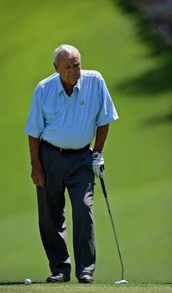 April 10, 2013 - Augusta, GA, USA - Arnold Palmer waits to putt at the 1st green during the Par 3 Contest at the Masters at Augusta National Golf Club on Wednesday, April 10, 2013, in Augusta, Georgia. Masters at Augusta National Golf Club - ZUMAm67