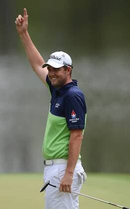 April 11, 2013 - Augusta, Georgia, U.S. - MARC LEISHMAN acknowledges the crowd after sinking his putt on the 16th hole on his way to - six under in the opening round of the Masters Tournament at Augusta National Golf Club. Golf 2013 - Masters Tournament - Day 1 - ZUMAm67