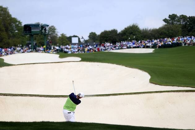(130412) -- AUGUSTA, April 11, 2013 (Xinhua) -- Marc Leishman of Australia competes during the first round of the 2013 Masters golf tournament at the Augusta National Golf Club in Augusta, Georgia, the United States, April 11, 2013. Leishman shot a 6-under par 66 on Thursday. (Xinhua Chris Trotman Augusta National) U.S.-AUGUSTA-GOLF-2013 MASTERS 