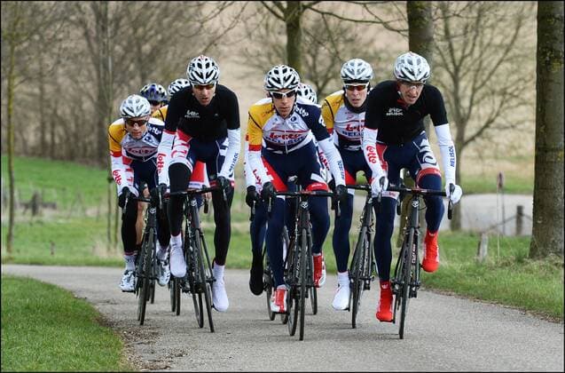 Gaetan Bille - Bart De Clercq - Brian Bulgac - Jurgen Van de Walle - Tosh Van der Sande - Jelle Vanendert - Dennis Vanendert - Dirk Bellemakers riders of Lotto Belisol Team CYCLISME : Reconnaissance Lotto Belisol - Amstel Gold Race - Maastricht - 12 04 2013 Photonews Panoramic 