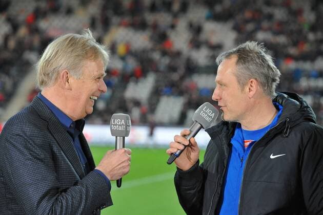 (l.) Volker FINKE (EX Trainer SC Freiburg) (r.) Christian STREICH (Chef-Trainer SC Freiburg) EP_SLR