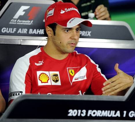 (130418) -- MANAMA, April 18, 2013 (Xinhua) -- Ferrari driver Felipe Massa attends the press conference of the Bahrain Formula One Grand Prix at the Bahrain International Circuit in Manama, Bahrain, on April 18, 2013. (Xinhua Chen Shaojin) BAHRAIN-MANAMA-F1-PRESS CONFERENCE 