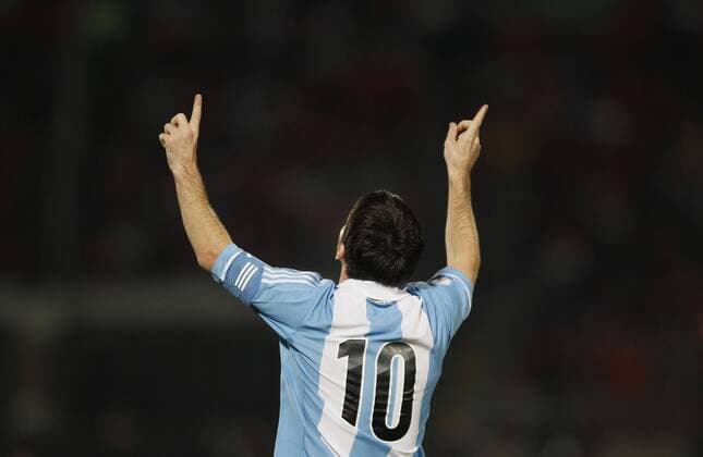 Jubel Lionel Messi (ARG) 0-1. Chile vs Argentina. - WM Quali, Nacional, Santiago (Chile).