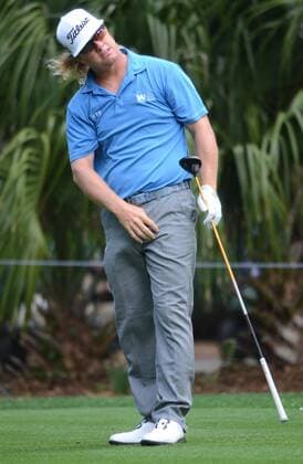 April 19, 2013 - Hilton Head Island, SC, USA - Charley Hoffman uses a little body English as he watches his tee shot on No. 11 during second round of the 45th RBC Heritage presented by Boeing at Harbour Town Golf Links in Sea Pines on Hilton Head Island, South Carolina, Friday, April 19, 2013. RBC Heritage  - ZUMA