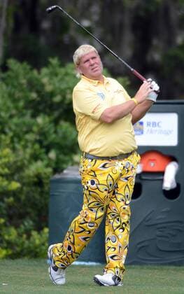 April 19, 2013 - Hilton Head Island, SC, USA - John Daly tees off on No. 8 during second round of the 45th RBC Heritage presented by Boeing at Harbour Town Golf Links in Sea Pines on Hilton Head Island, South Carolina, Friday, April 19, 2013. RBC Heritage - ZUMAm67