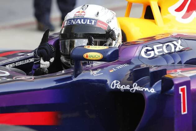Motorsports: FIA Formula One World Championship 2013, Grand Prix of Bahrain, 1 Sebastian Vettel (GER, Infiniti Red Bull Racing), xHOCHxZWEIx