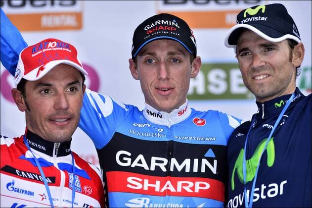 Daniel Martin (Irland Team Garmin - Sharp) (c) with Joaquin Rodriguez Oliver (Spain Team Katusha - Katuscha - Canyon) (l) and Alejandro Valverde Belmonte (Spain Team Movistar) CYCLISME : Liege - Bastogne - Liege - 21 04 2013 Photonews Panoramic 