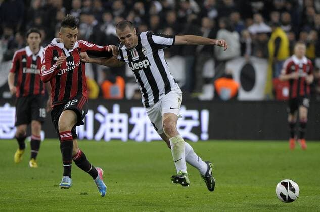 Giorgio Chiellini Juventus Stephan El Shaarawy.Torino 21 04 2013 Juventus Stadium.Football Calcio Serie A 2012 13. Juventus Turin vs AC Milan. federicoxtardito
