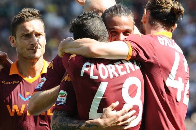 Daniel Pablo Osvaldo Roma .Goal celebrations.28 04 2013 Roma.Stadio Olimpico.Football Calcio 2012 2013 .Campionato di Calcio Serie A. AS Roma vs AC Siena . AntoniettaxBaldassarre