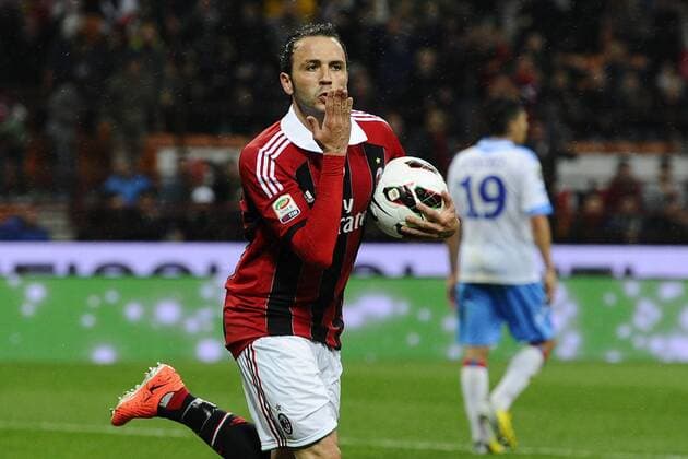 Gc Milano 28 04 2013 - campionato di calcio serie A AC Mailand vs Catania Calcio: Torjubel Giampaolo Pazzini 