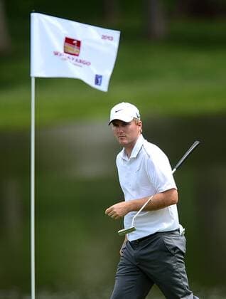 April 30, 2013 - Charlotte, NC, USA - Jack Fields walks across the 17th green as he prepares to putt on Tuesday, April 30, 2013, during a practice round for the Wells Fargo Championship at Quail Hollow Club in Charlotte, North Carolina. Wells Fargo Championship - ZUMAm67