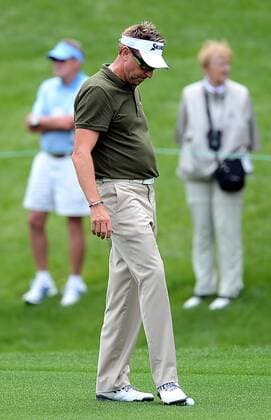 April 30, 2013 - Charlotte, NC, USA - Robert Allenby lines up his golf ball along the 18th fairway on Tuesday, April 30, 2013, during a practice round for the Wells Fargo Championship at Quail Hollow Club in Charlotte, North Carolina. Wells Fargo Championship - ZUMAm67