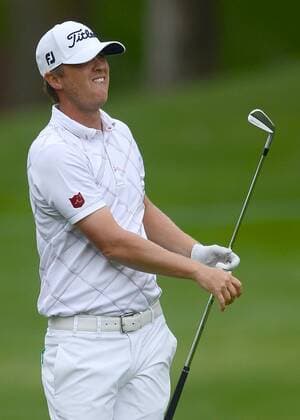April 30, 2013 - Charlotte, NC, USA - Matt Jones watches the flight of his ball from the 18th fairway on Tuesday, April 30, 2013, during a practice round for the Wells Fargo Championship at Quail Hollow Club in Charlotte, North Carolina. Wells Fargo Championship - ZUMAm67