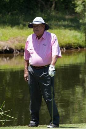 May 04 2013: Insperity Championship, The Greats of Golf golfers Arnold Palmer waiting his turn on hole-4 greens during the tournament at The Woodlands Country Club in The Woodlands, TX. GOLF: MAY 04 Champions Tour - Insperity Championship Icon20130504025 EDITORIAL USE ONLY