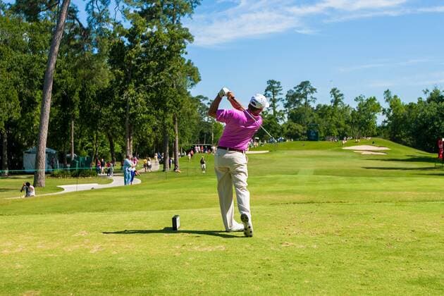 May 04 2013: Insperity Championship participant golfer Mike Goodes teeing-off in hole-16 during the tournament at The Woodlands Country Club in The Woodlands, TX. GOLF: MAY 04 Champions Tour - Insperity Championship Icon20130504045 EDITORIAL USE ONLY