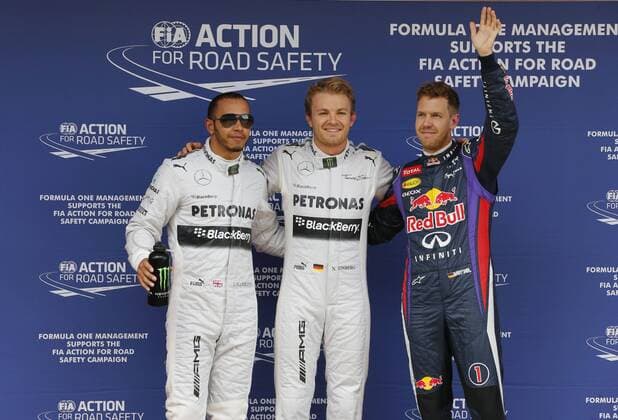 Motorsports: FIA Formula One World Championship 2013, Grand Prix of Spain, 9 Nico Rosberg (GER, Mercedes AMG Petronas F1 Team), 10 Lewis Hamilton (GBR, Mercedes AMG Petronas F1 Team), 1 Sebastian Vettel (GER, Infiniti Red Bull Racing), xHOCHxZWEIx