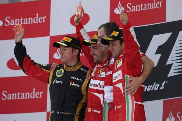 Kimi Räikkönen (Lotus F1 Team), Fernando Alonso,(Scuderia Ferrari), Stefano Domenicali (Teamchef Scuderia Ferrari), Felipe Massa (Scuderia Ferrari) GP Spanien 2013 Formel 1 Grand Prix Spanien 2013