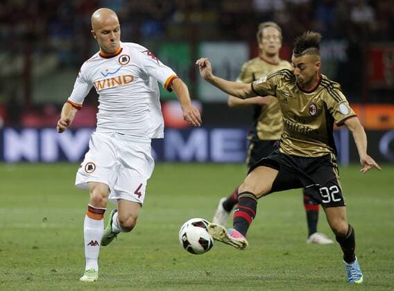 Michael Bradley Roma, Stephan El Shaarawy Milan, Milano 12 5 2013 .Stadio S.Siro .Football Calcio 2012 2013 Serie A. AC Milan Vs AS Roma. MarcoxBertorello