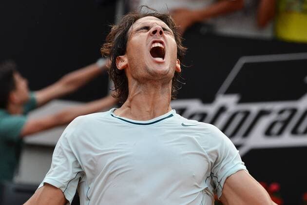 Rafael Nadal celebrates victory Esultanza - ATP Masters in Rom 2013 andreaxbalda