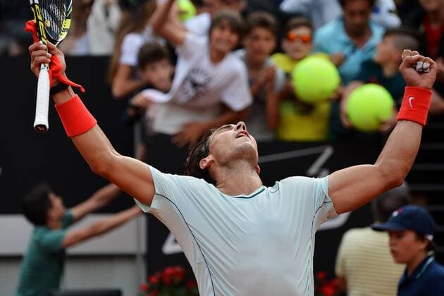 Rafael Nadal celebrates victory Esultanza - ATP Masters in Rom 2013 andreaxbalda