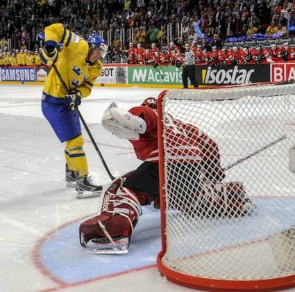 Stockholm 2013 05 16 Ice-Hockey World Championship 2013 - Canada CAN vs Sweden SWE - Pictures shows Loui Eriksson scores a shoot-out goal - KPkod 08002 