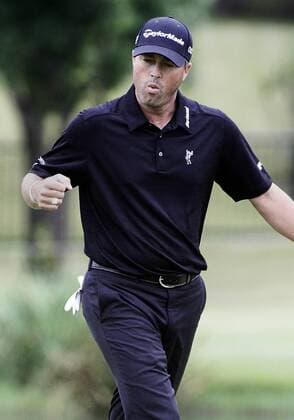 16 MAY 2013: Ryan Palmer reacts to his made birdie putt on 17 during the first round of the HP Byron Nelson Championship played at TPC Las Colinas Four Season Resort in Irving, TX. GOLF: MAY 16 PGA Golf Herren - HP Byron Nelson Championship - First Round Icon1305160196 EDITORIAL USE ONLY