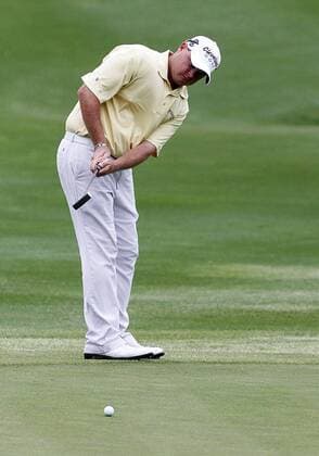 16 MAY 2013: Ted Potter Jr. on the 18th green during the first round of the HP Byron Nelson Championship played at TPC Las Colinas Four Season Resort in Irving, TX. GOLF: MAY 16 PGA Golf Herren - HP Byron Nelson Championship - First Round Icon1305160780 EDITORIAL USE ONLY