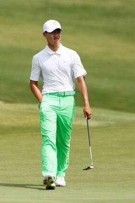May 17, 2013: Guan Tianlang reacts after his birdie attempt at 18 during the second round of the HP Byron Nelson Championship played at the TPC Four Seasons Resort in Irving, TX. GOLF: MAY 17 PGA Golf Herren - HP Byron Nelson Championship - Second Round Icon1305170932 EDITORIAL USE ONLY