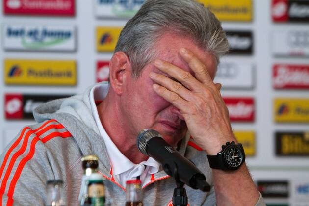 18-05-2013, Fussball, Saison 2012-2013, 1. Bundesliga, 34. Spieltag, Borussia Mönchengladbach - FC Bayern München 3-4, Trainer Jupp Heynckes (Bayern München) in der Pressekonferenz nach dem Spiel.
