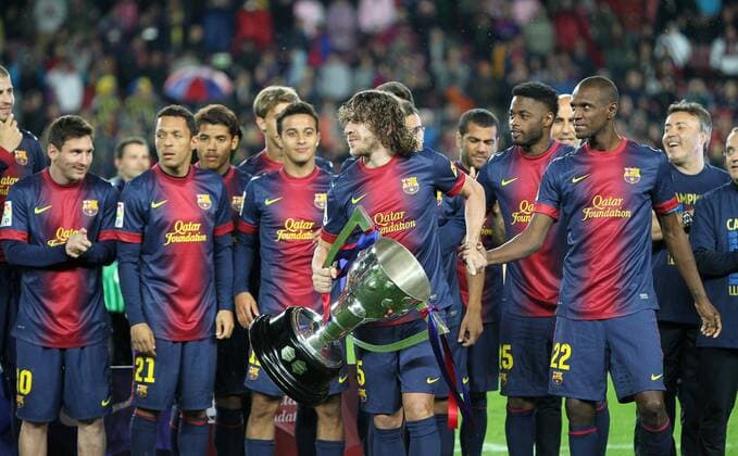 Carles PUYOL (Barcelona) FOOTBALL : FC Barcelona (Barca) Champion Primera Division 2012 2013 - Liga - 19 05 2013 PACOLARGO 