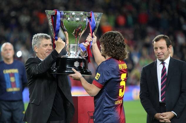 Carles PUYOL (Barcelona) FOOTBALL : FC Barcelona (Barca) Champion Primera Division 2012 2013 - Liga - 19 05 2013 PACOLARGO 