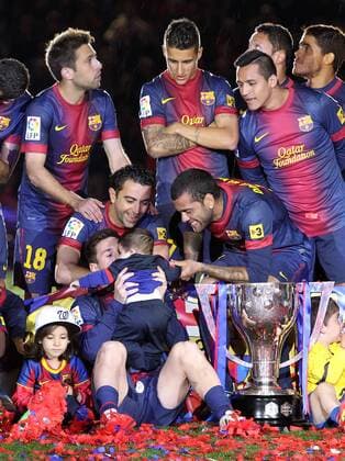 LIONEL MESSI (Barcelona) with son Thiago FOOTBALL : FC Barcelona (Barca) Champion Primera Division 2012 2013 - Liga - 19 05 2013 PACOLARGO 