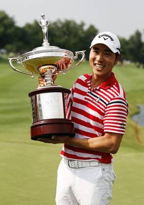 May 19, 2013: Sang-Moon Bae with winner trophy during the final round of the HP Byron Nelson Championship played at TPC Las Colinas Four Season Resort in Irving, TX. GOLF: MAY 19 PGA Golf Herren - HP Byron Nelson Championship - Final Round Icon1305190996 EDITORIAL USE ONLY