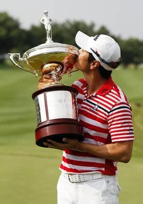 May 19, 2013: Sang-Moon Bae with winner trophy during the final round of the HP Byron Nelson Championship played at TPC Las Colinas Four Season Resort in Irving, TX. GOLF: MAY 19 PGA Golf Herren - HP Byron Nelson Championship - Final Round Icon1305191004 EDITORIAL USE ONLY