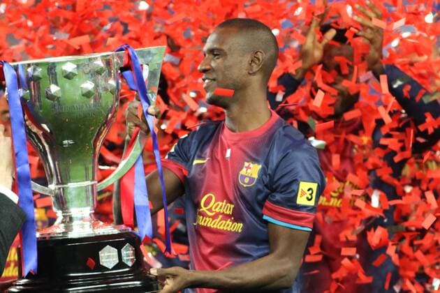 19.05.2013 Barcelona, Spain FC Barcelona Barca -- Eric Abidal the during the celebration of the league championship 2012 13 at the Nou Camp xangelxboludax  ActionPlus15335