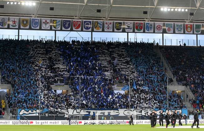 GER, 1.FBL, Relegation, TSG 1899 Hoffenheim 23.05.13, Sinsheim, WIRSOL Rhein-Neckar-Arena, GER, 1.FBL, Relegation, TSG 1899 Hoffenheim im Bild Fankurve Hoffenheim Choreografie