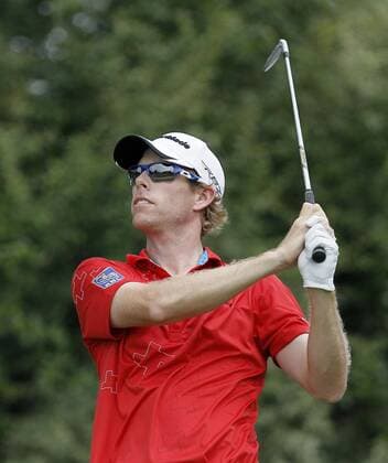 May 23, 2013 - Fort Worth, TX, USA - David Hearn watches his tee shot on the 16th hole in the opening round of the Crowne Plaza Invitational at Colonial, Thursday May 23, 2013, in Fort Worth, Texas. Colonial First Round - ZUMAm67