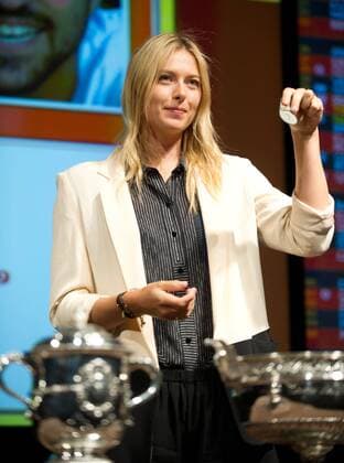 (130524) -- PARIS, May 24, 2013 (Xinhua) -- Maria Sharapova of Russia draws for the 2013 French Open tennis tournament at Roland Garros in Paris, France, on May 24, 2013. (Xinhua Bai Xue) (jyc) (SP)FRANCE-PARIS-TENNIS-2013 FRENCH OPEN-DRAW CEREMONY 