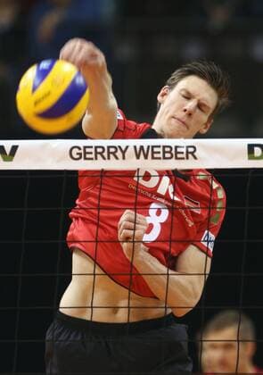 Ludwigsburg , Volleyball Länderspiel Deutschland vs. Frankreich Marcus Böhme ( Deutschland )