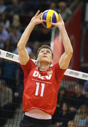 Ludwigsburg , Volleyball Länderspiel Deutschland vs. Frankreich Lukas Kampa ( Deut )