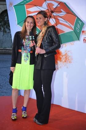 Martina Hingis (Sui) et Tatiana Golovin CELEBRITES : Photocall - Soiree des joueurs de Roland Garros 2013 - 24 05 2013 TennisMagazine Panoramic 