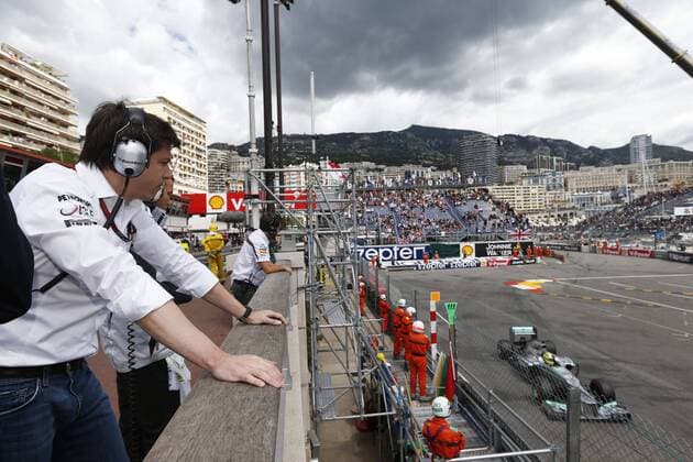 Motorsports: FIA Formula One World Championship 2013, Grand Prix of Monaco, Toto Wolff (AUT, Mercedes AMG Petronas F1 Team), 9 Nico Rosberg (GER, Mercedes AMG Petronas F1 Team), xHOCHxZWEIx