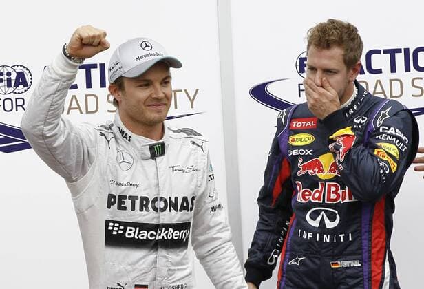 Motorsports: FIA Formula One World Championship 2013, Grand Prix of Monaco, 9 Nico Rosberg (GER, Mercedes AMG Petronas F1 Team), 1 Sebastian Vettel (GER, Infiniti Red Bull Racing), xHOCHxZWEIx