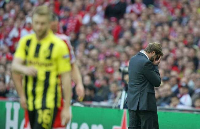 Jürgen KLOPP, Chef - Trainer BVB Emotionen, enttäuscht, Enttäuschung, Frust, frustriert, Trauer ,traurig, verzweifelt, Verzweiflung FC BAYERN MÜNCHEN - BORUSSIA DORTMUND ( - ) Fussball UEFA Champions League, Finale, im Wembley Stadion London am 25.05.2013 CL Saison 2012 2013, FCB, München, BVB